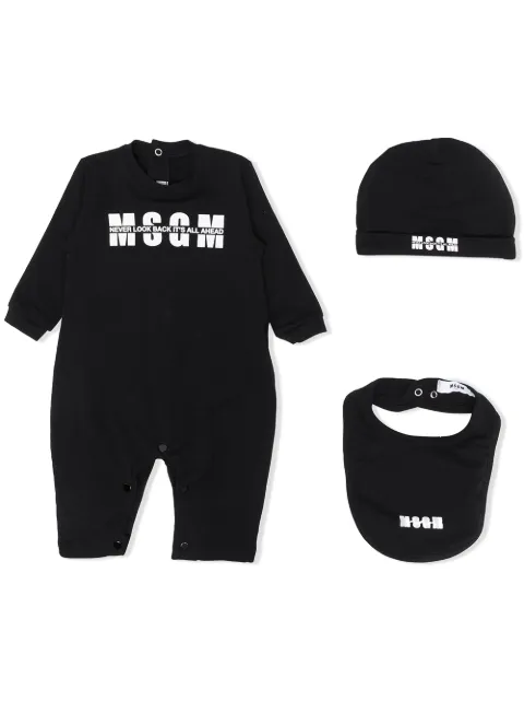 Msgm Kids رومبر قطن مرن بطبعة شعار الماركة