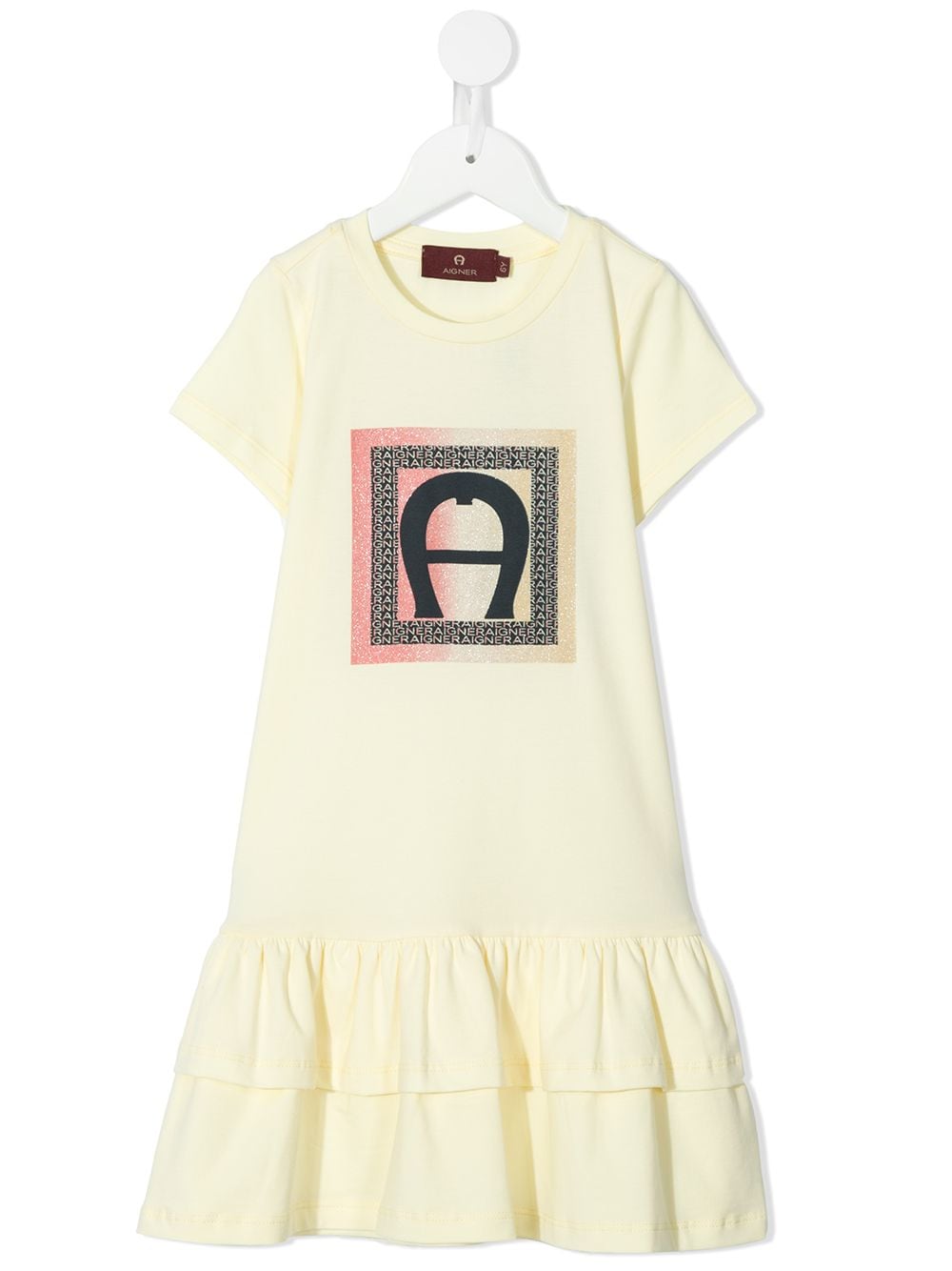 aigner kids robe volantée à manches courtes - jaune