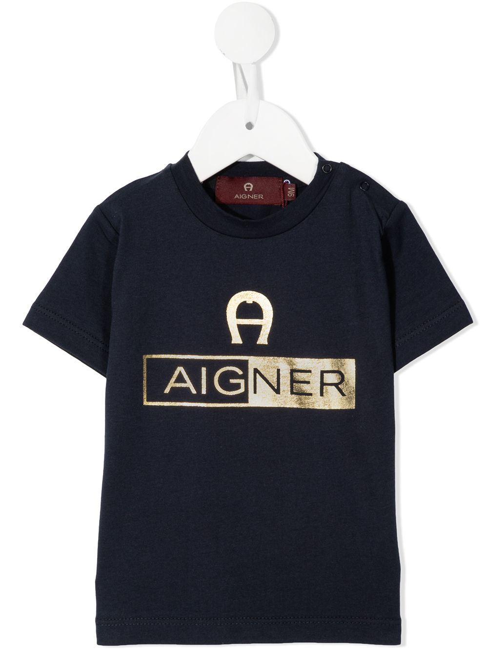 Aigner Babies' Metallic Print Logo T-shirt In Blue
