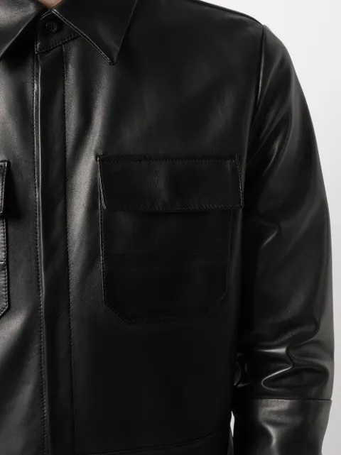 Shop black AMIRI leather button shirt with Afterpay - Farfetch Australia
