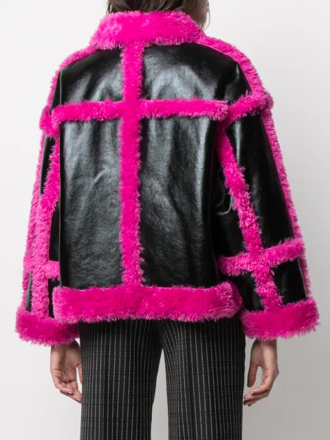 faux fur panel jacket