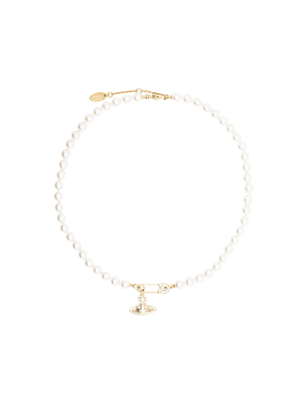 

Vivienne Westwood Orb safety-pin pearl necklace - Neutrals