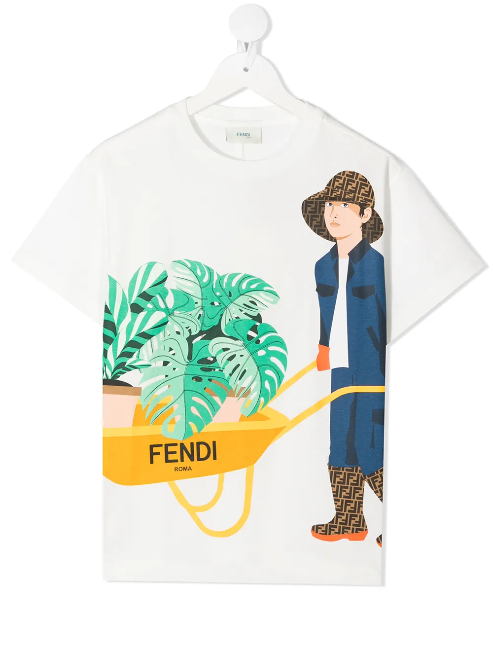 

Fendi Kids gardener graphic T-shirt - White