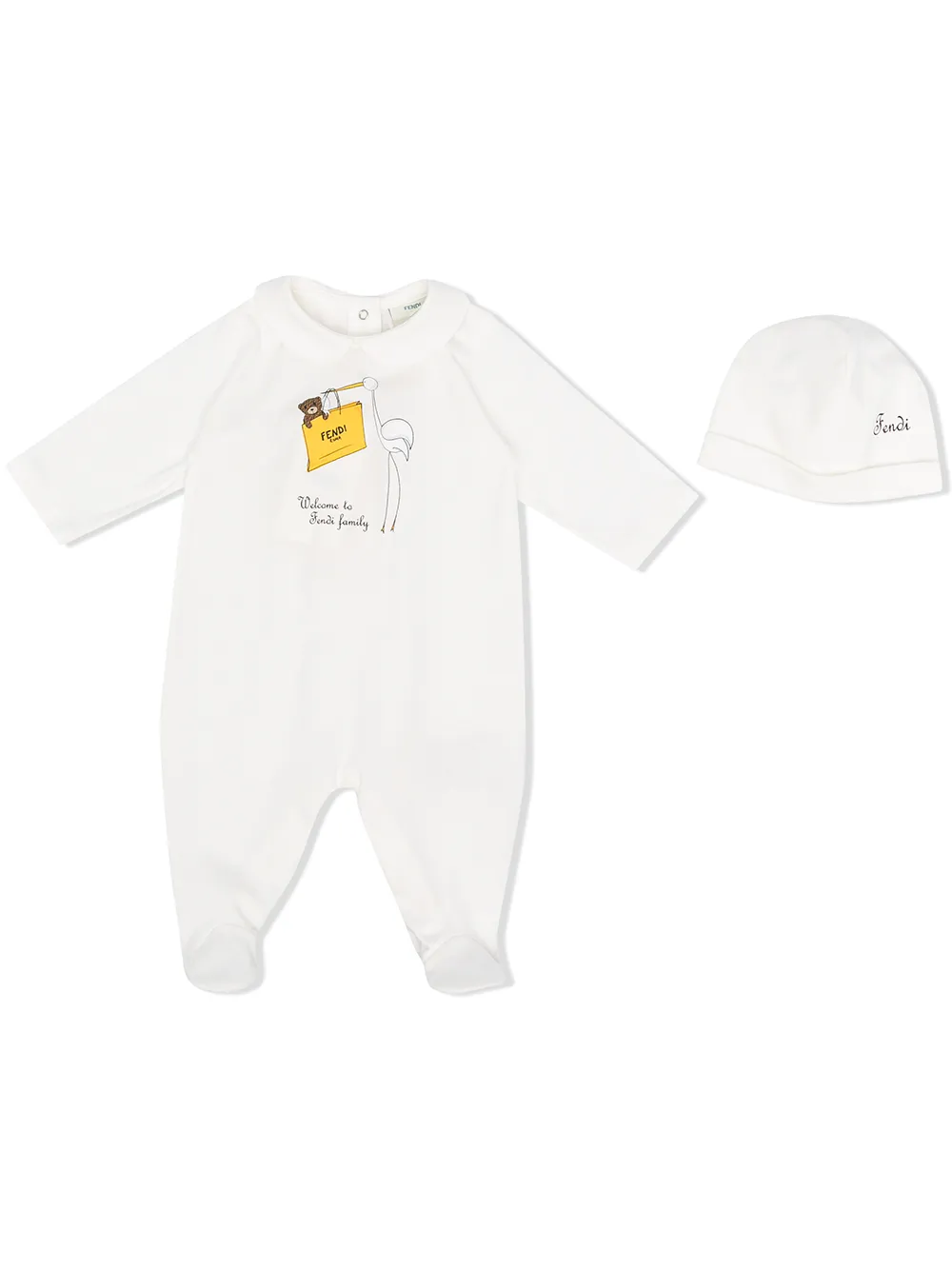 Fendi Kids комплект из комбинезона и шапки с принтом