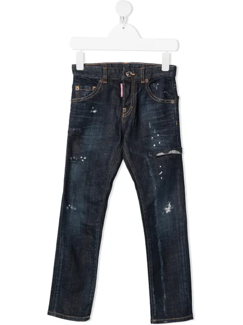 Dsquared2 Kids ripped paint splatter jeans