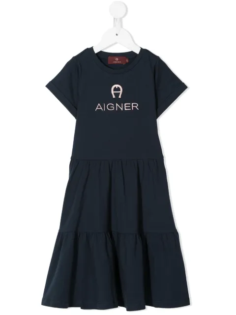 aigner kids logo叠层t恤式连衣裙