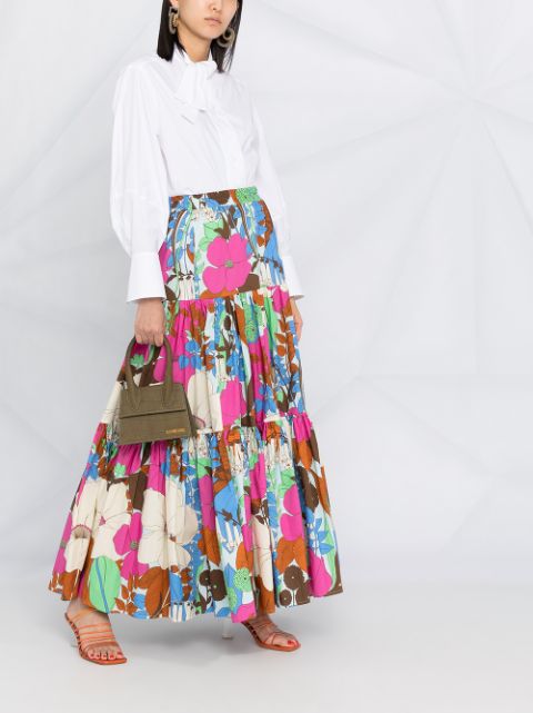 Shop pink La Doublej x Mantero Thistle tiered maxi skirt with Express ...