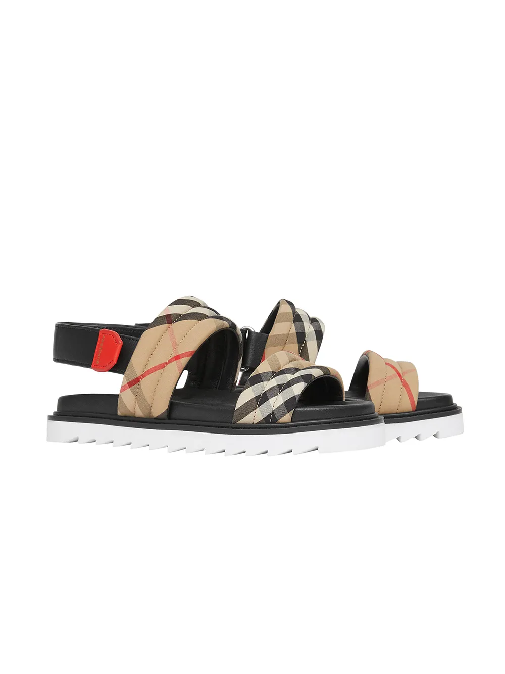Burberry Vintage Check Cotton Quilted Sandals In Braun