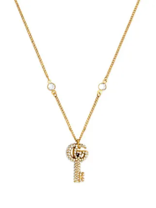 Gucci Double G crystal embellished Key Necklace Farfetch