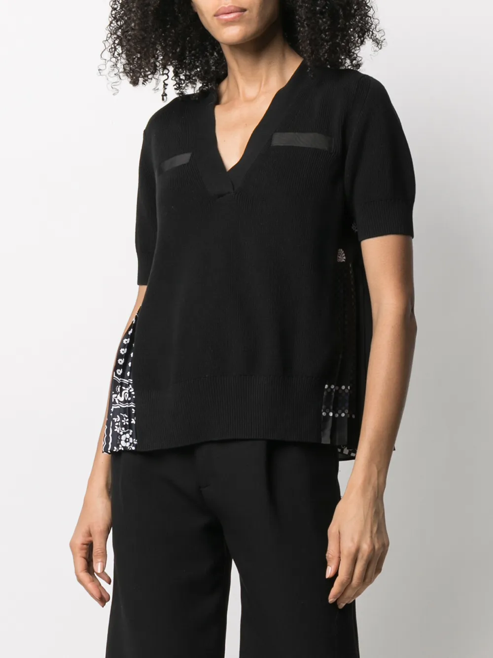 фото Sacai топ с короткими рукавами и принтом