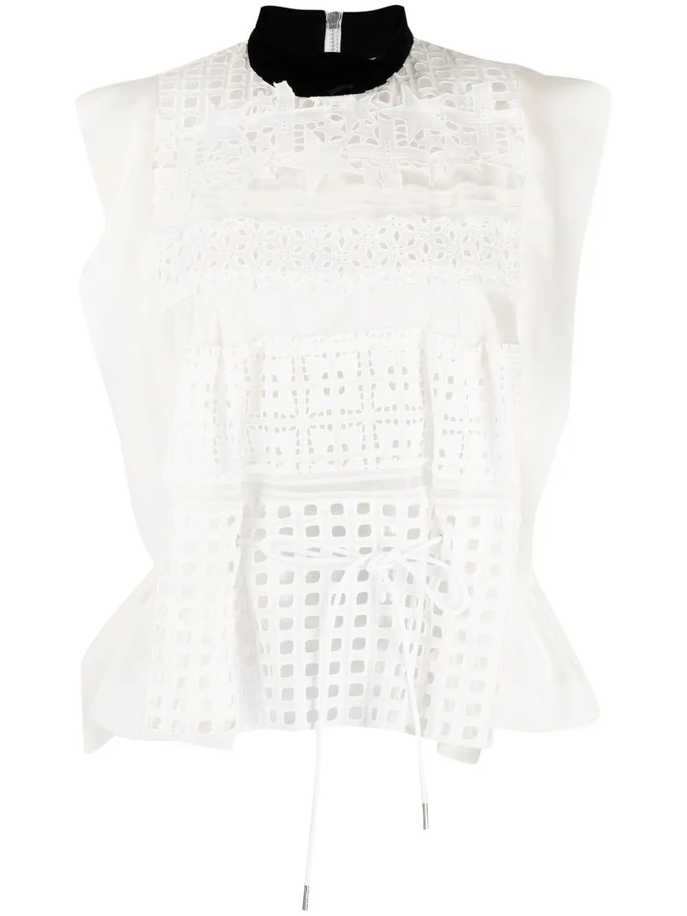 

sacai blusa con bordado inglés - Blanco