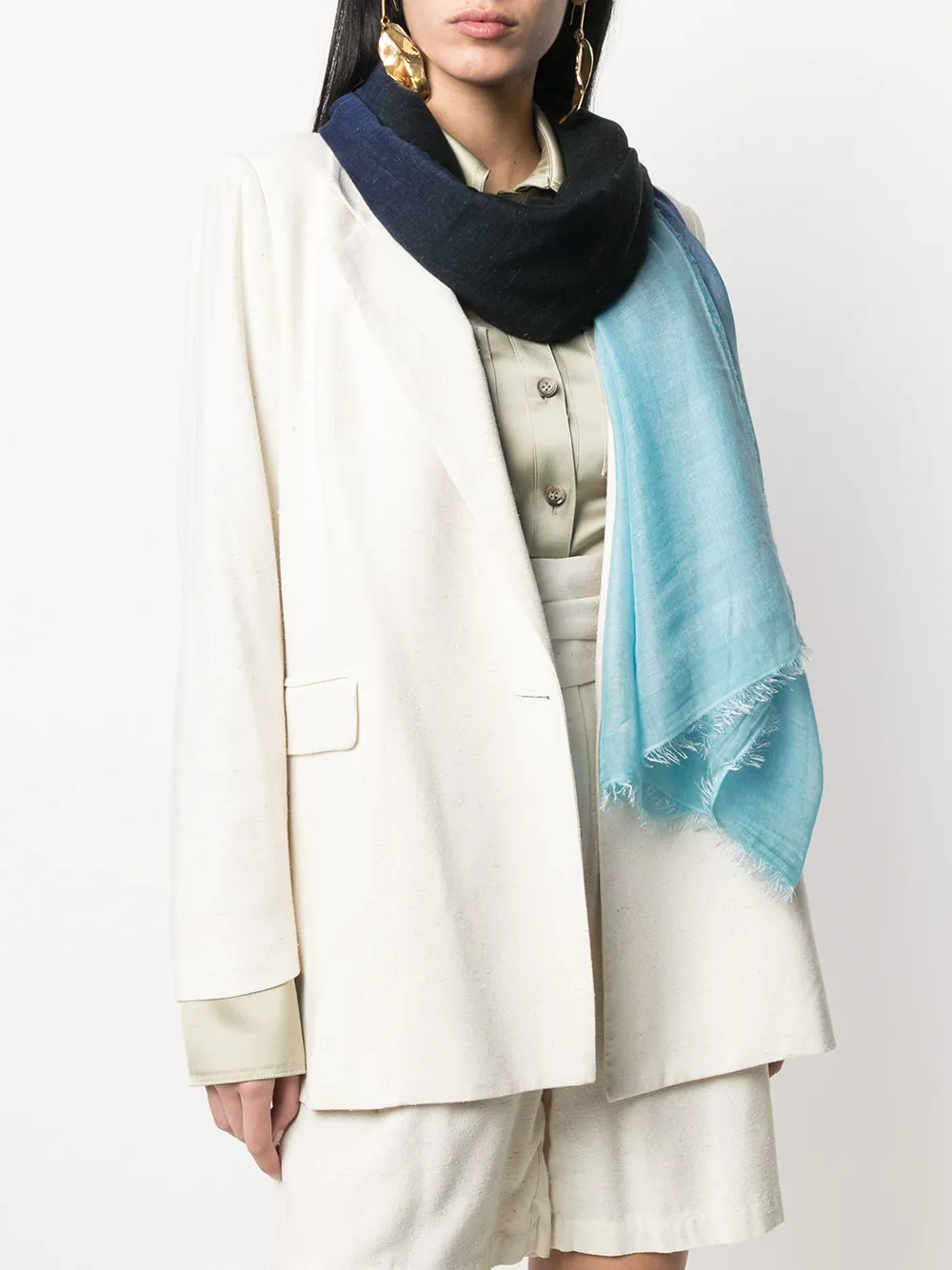 фото Faliero sarti шарф в стиле колор-блок с бахромой