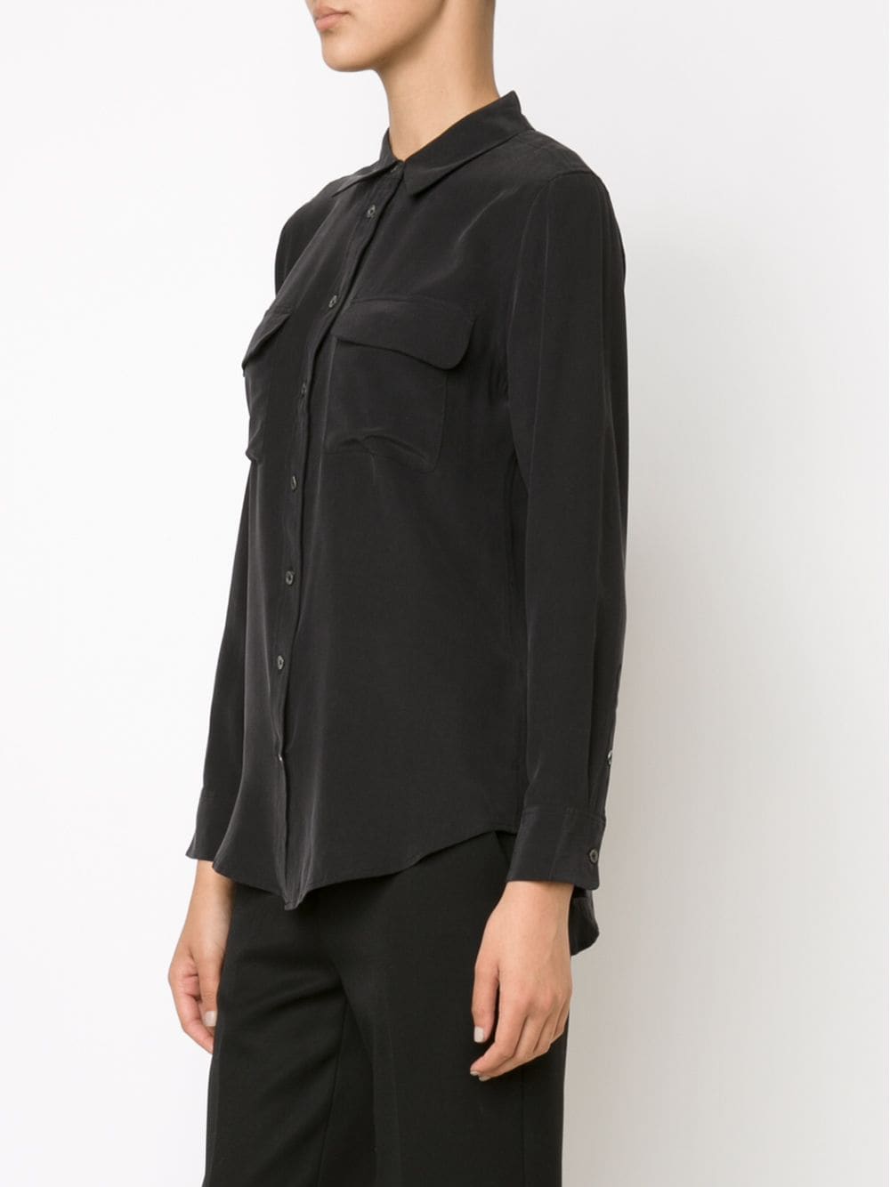 Shop Equipment Signature Slim-fit Silk Shirt In Black