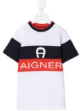 Aigner Kids logo stripe t-shirt - White