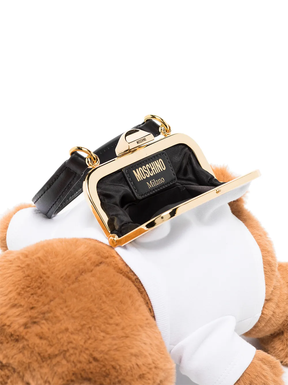 Shop Moschino Furry Bear Shoulder Bag In 褐色