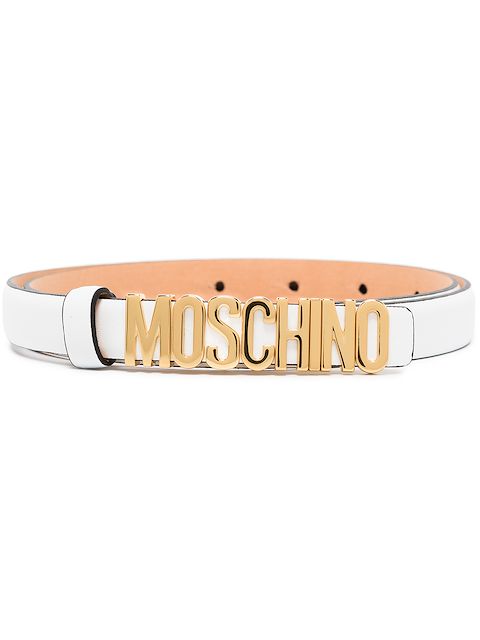 Moschino cinturón fino con placa del logo