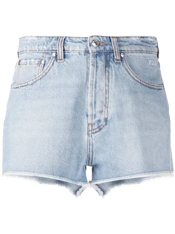 raw edge denim shorts