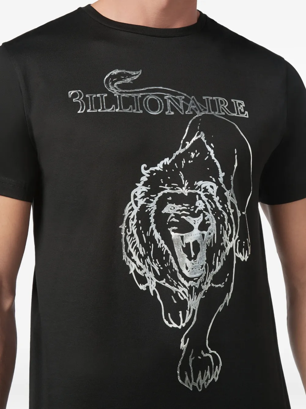 Billionaire T-shirt met ronde hals en leeuwen-print Zwart