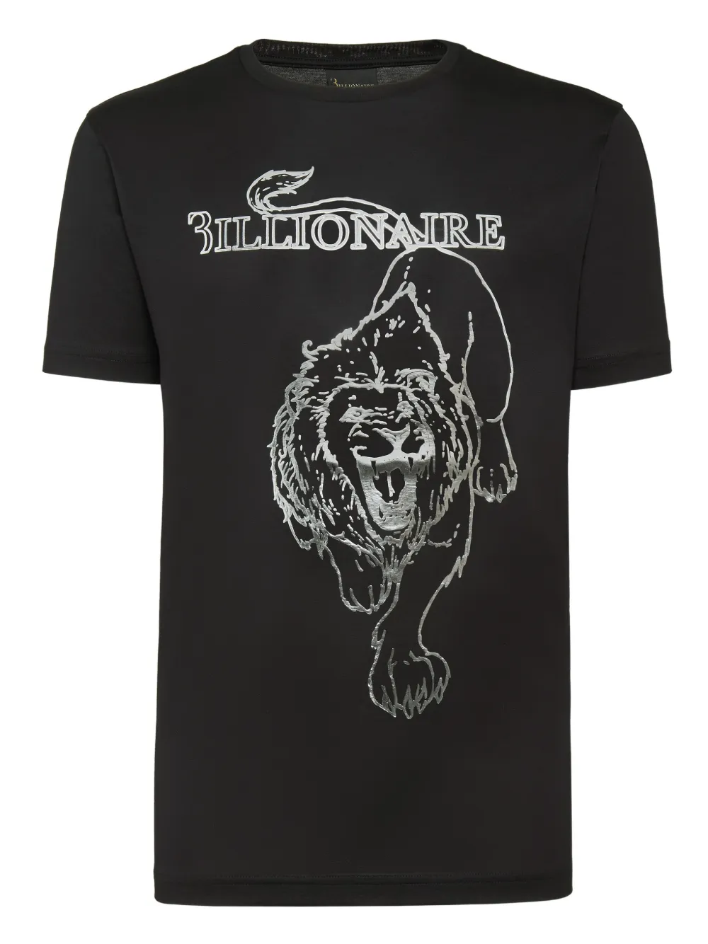 Billionaire T-shirt met ronde hals en leeuwen-print Zwart