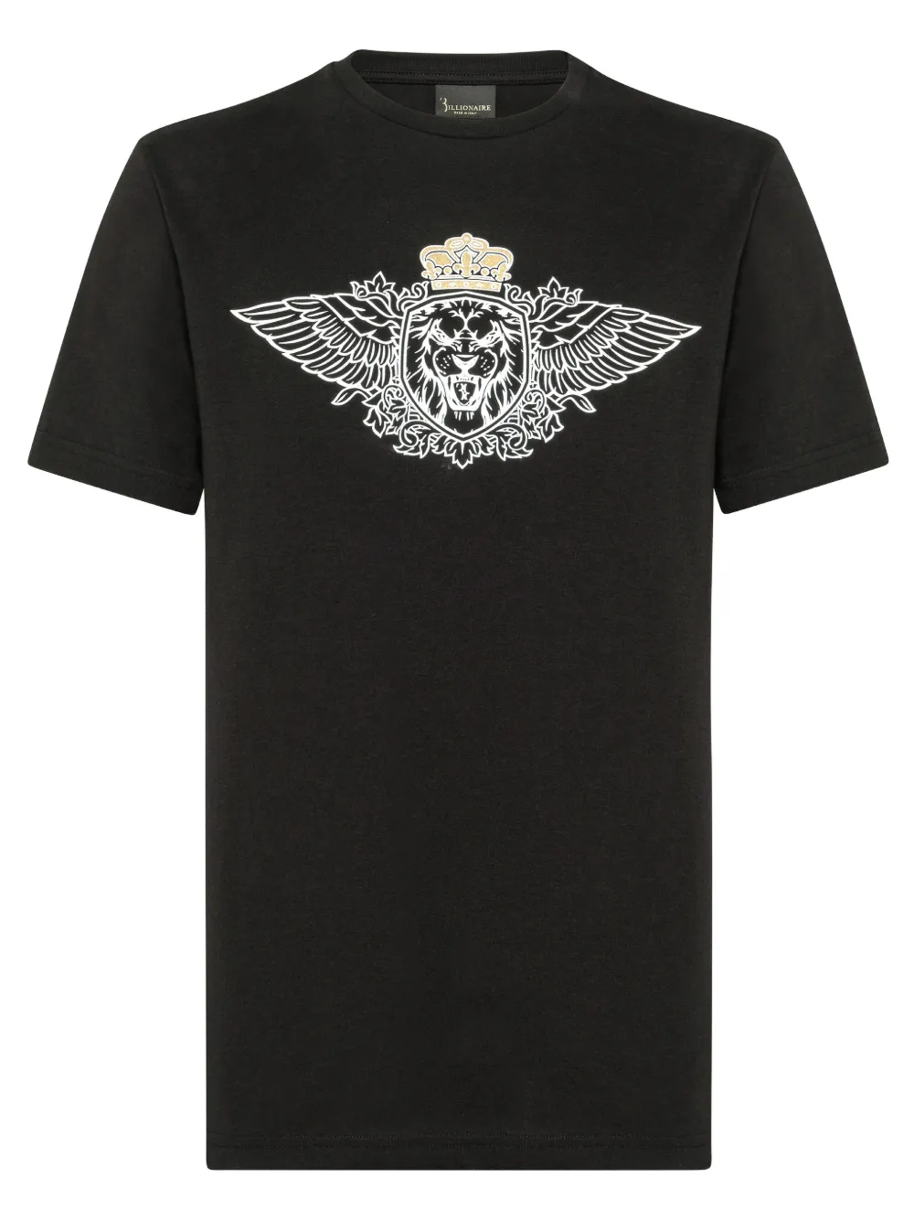 Billionaire lion-print crew-neck T-shirt Zwart