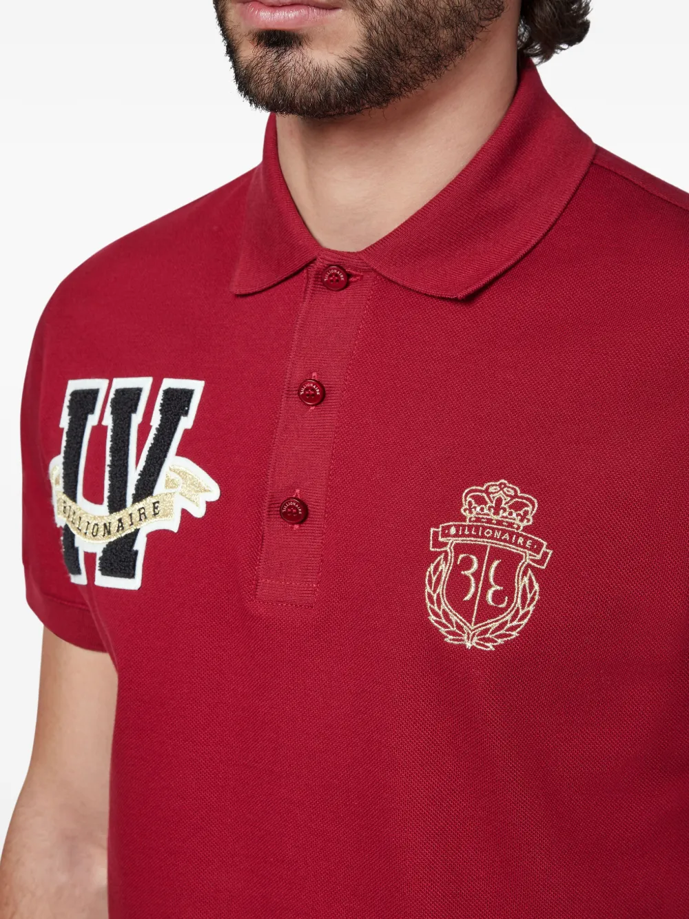 Billionaire SS Members poloshirt met logopatch Rood