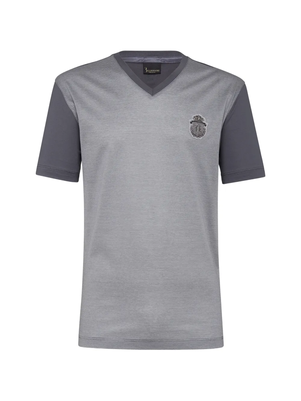 Billionaire T-shirt met V-hals en wapenschild-patch Grijs