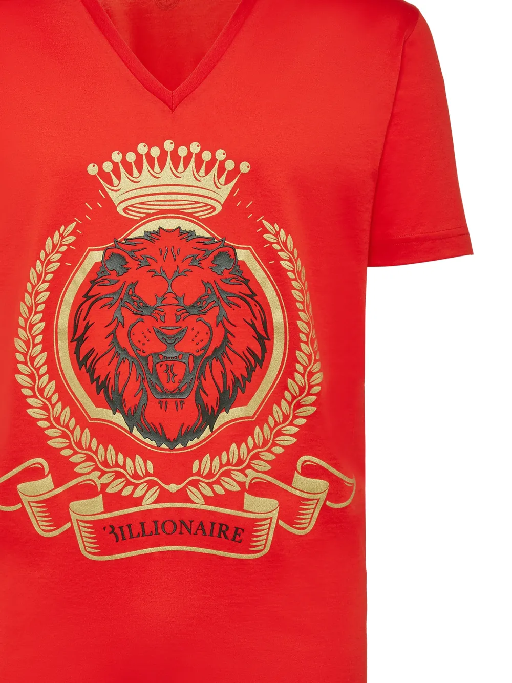 Billionaire T-shirt met leeuwprint en V-hals Rood