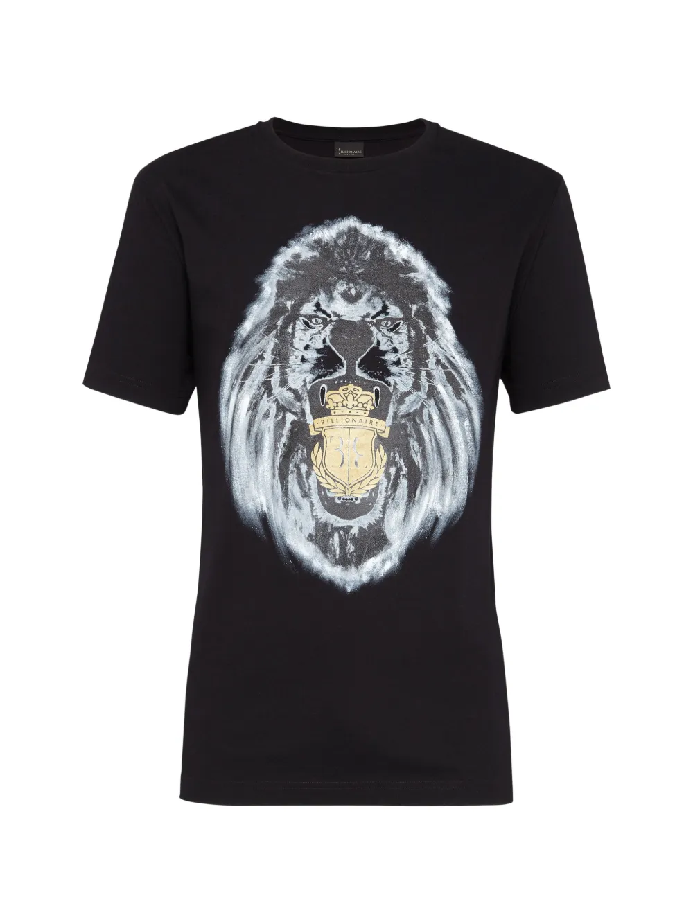 Billionaire lion-print crew-neck T-shirt Zwart