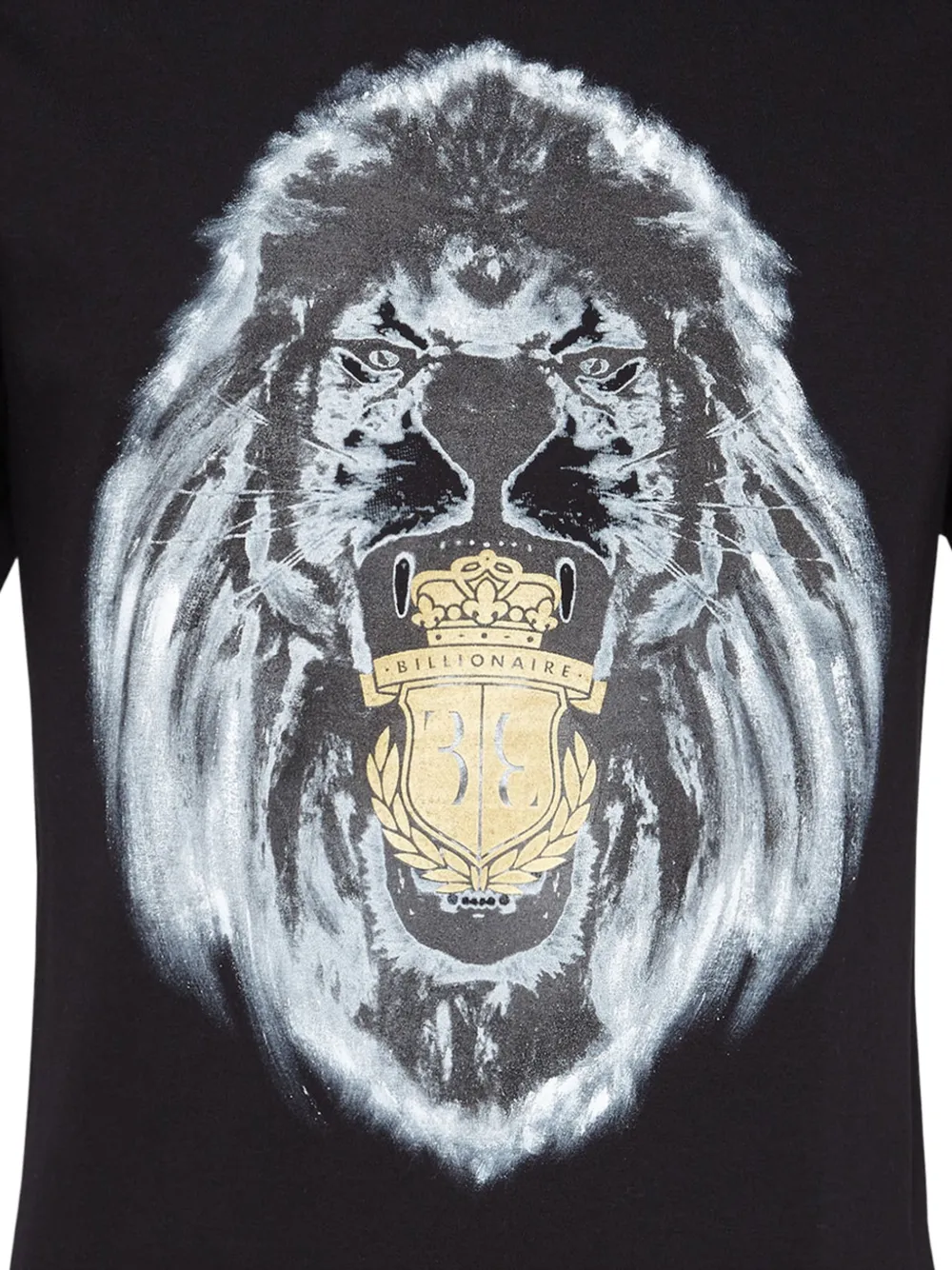 Billionaire lion-print crew-neck T-shirt Zwart