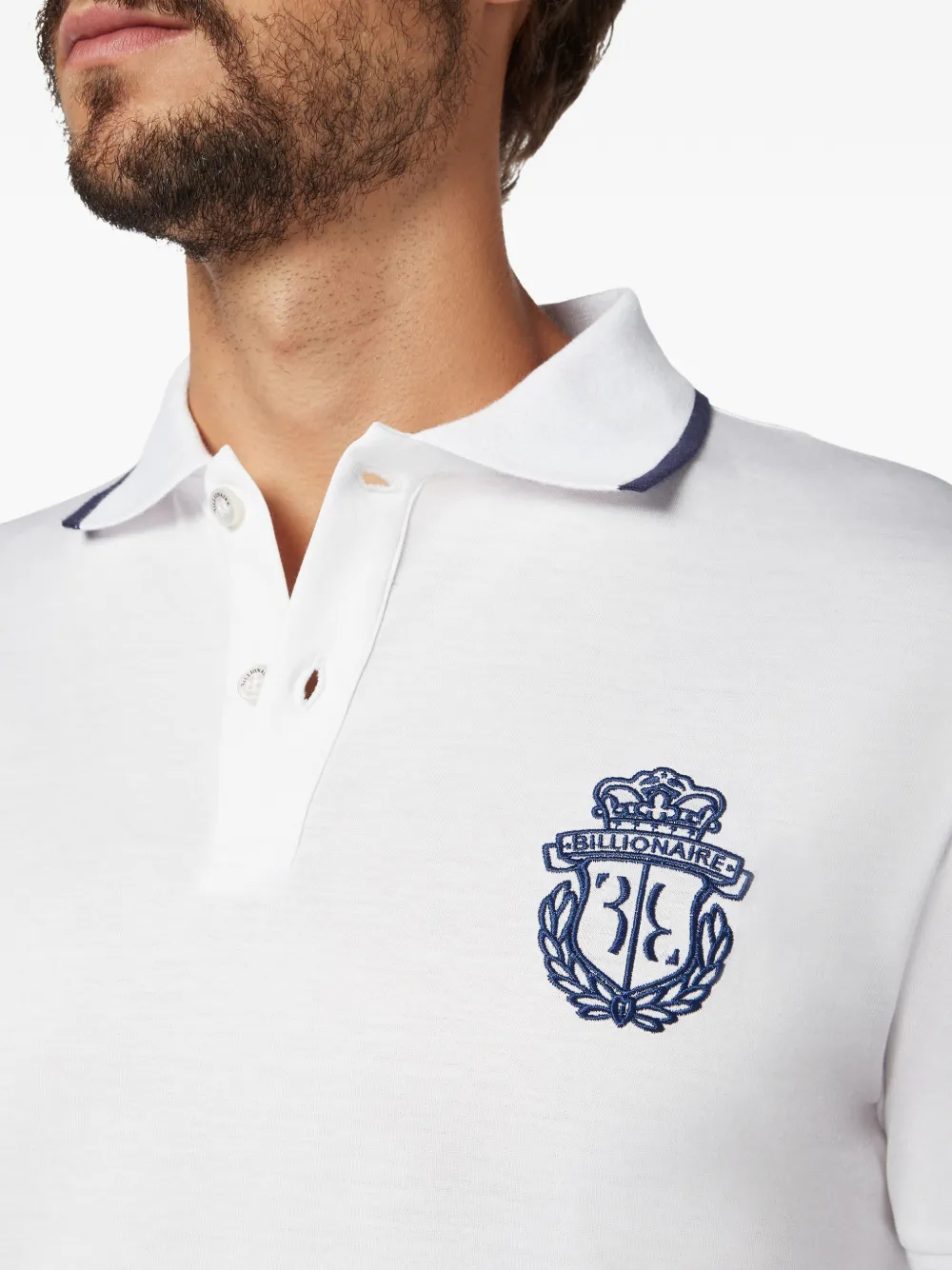 Billionaire Crest-embroidered polo shirt Wit
