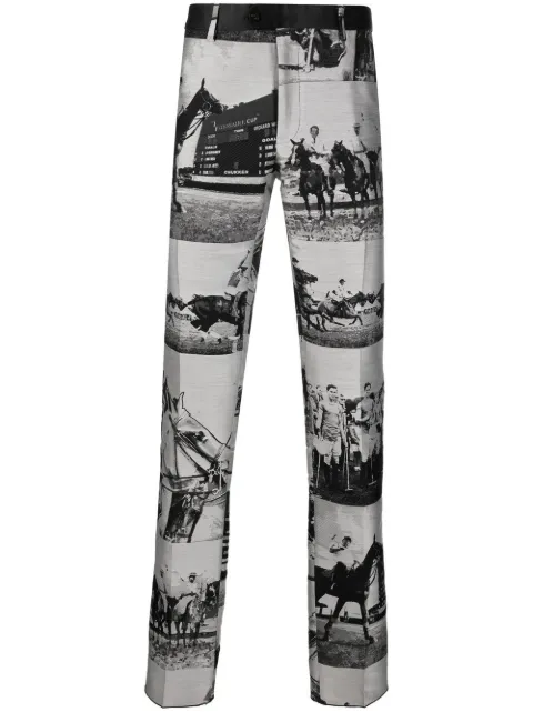 Billionaire horse-print slim trousers