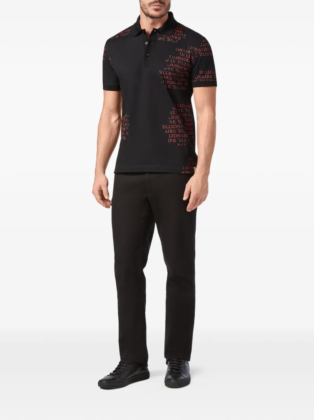 Billionaire logo-print cotton polo shirt Zwart