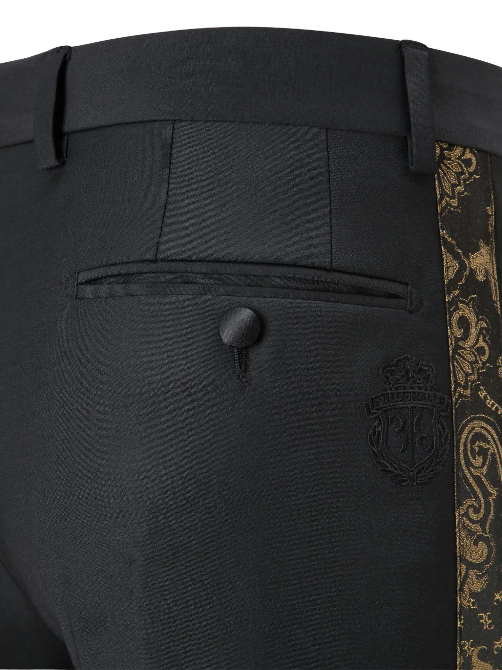 Billionaire Isidore paisley-panelled tailored trousers Zwart