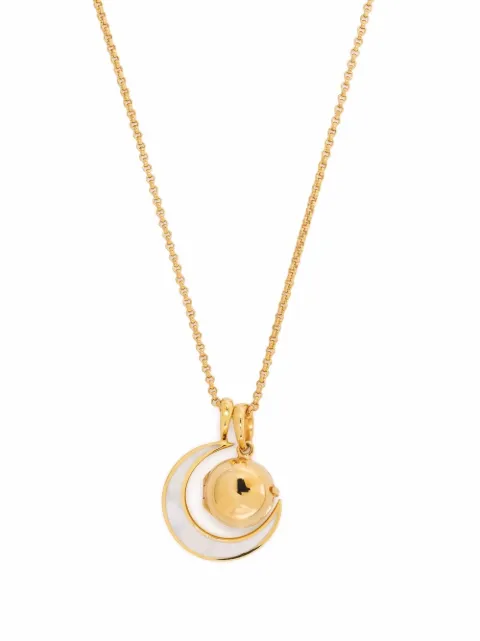Dinny Hall My World small orb locket & moon charm pendant necklace
