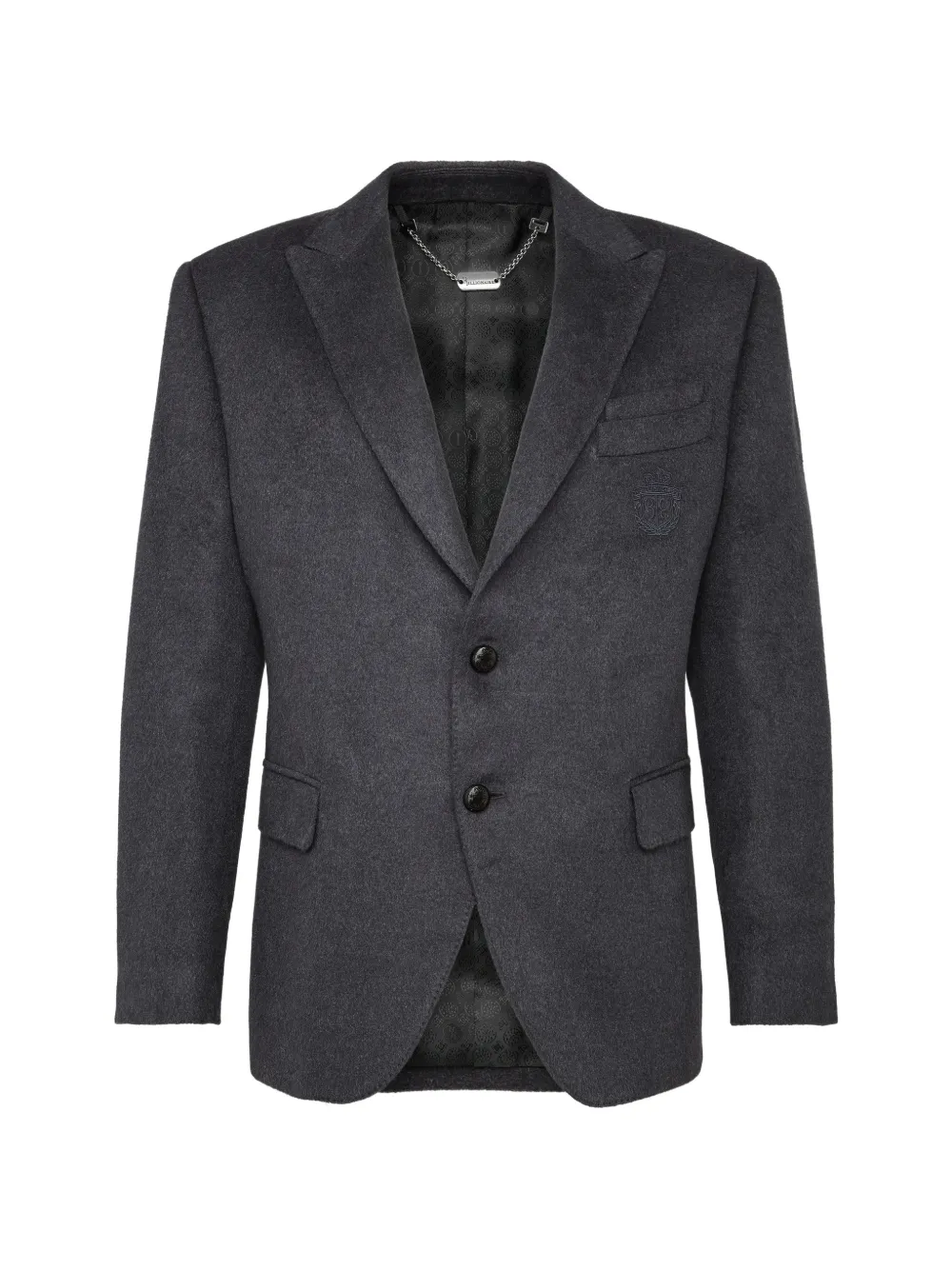 Billionaire logo-embroidered single-breasted blazer - Grigio