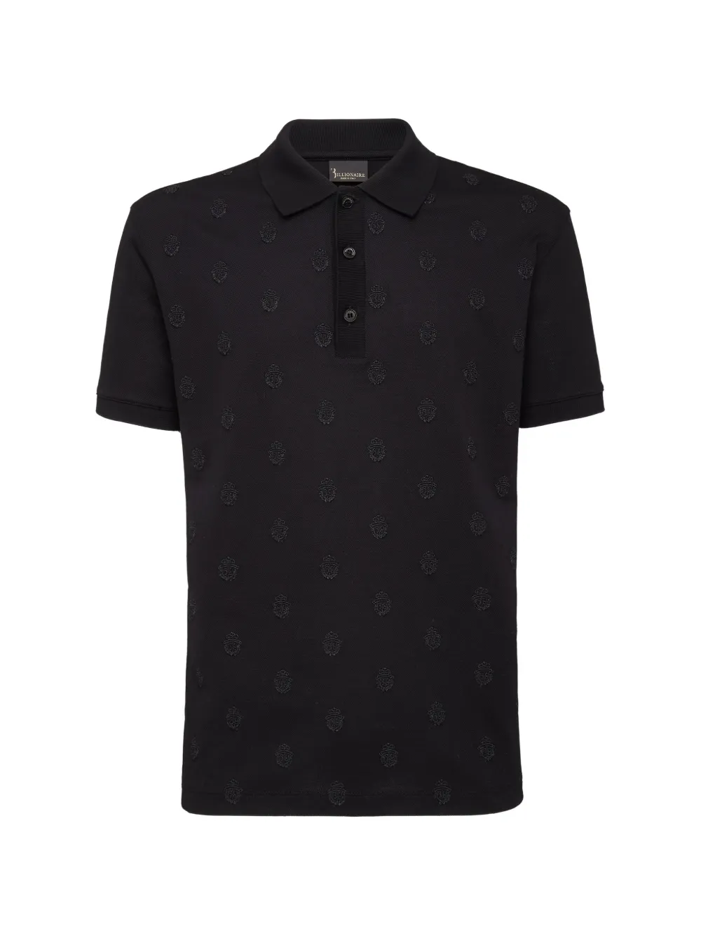 Billionaire Crest-embroidered piqué polo shirt - Nero