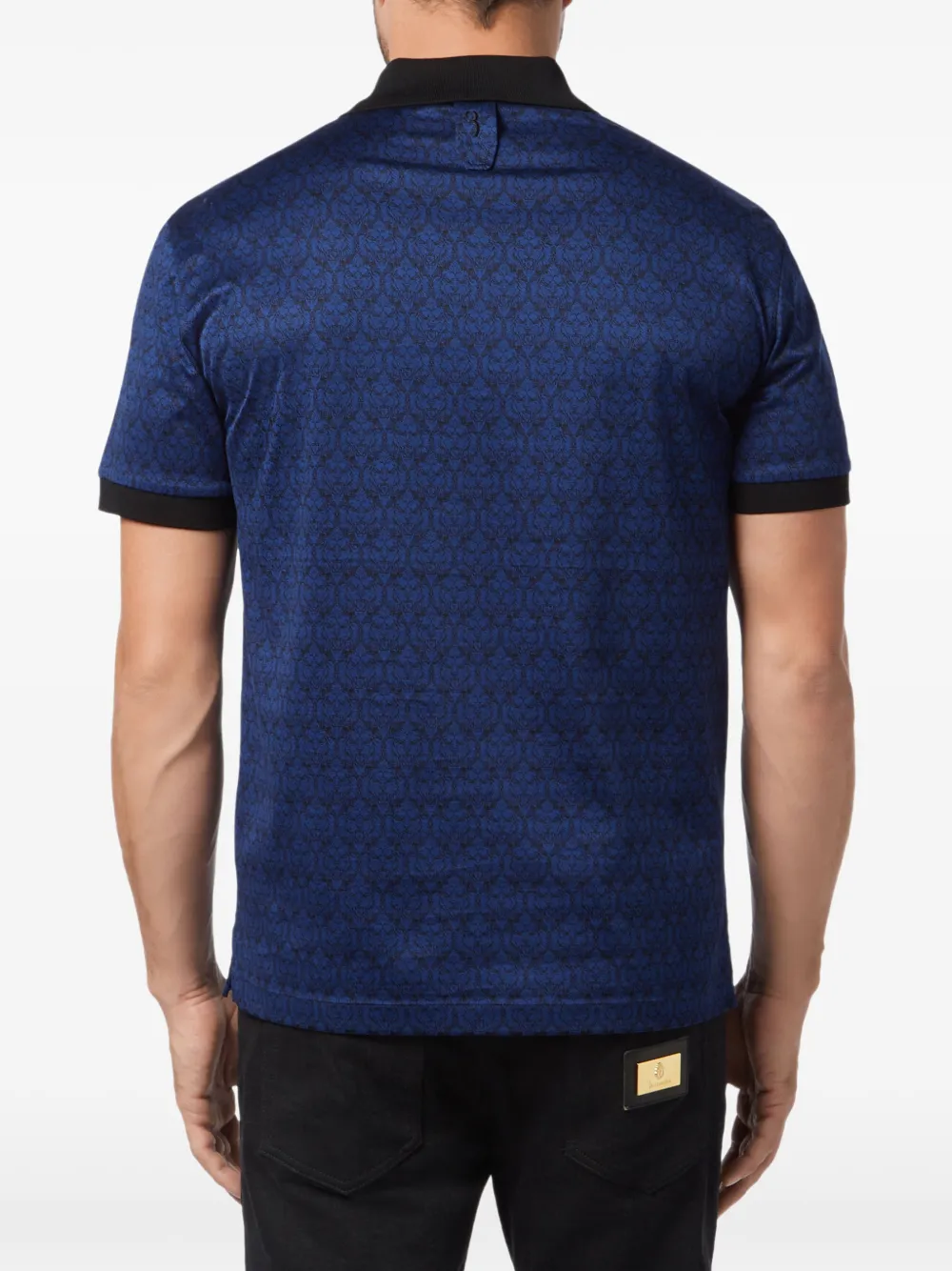 Billionaire lion-print short-sleeve polo shirt Blauw