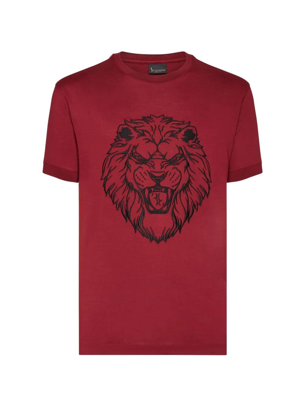 Billionaire lion-embroidered crew-neck T-shirt Rood