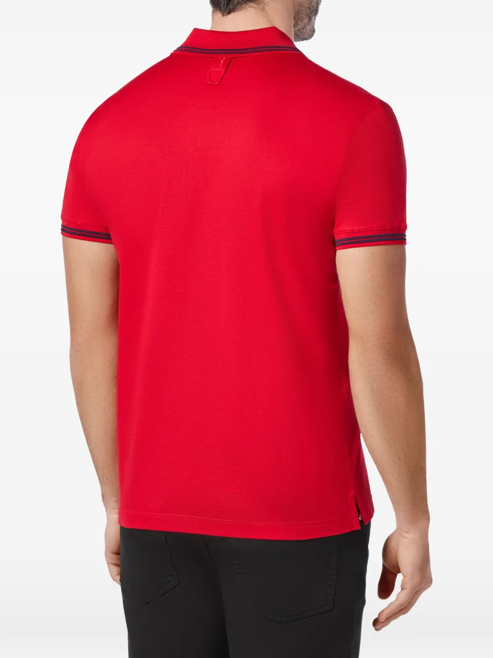 Billionaire crest-embroidered striped-trim polo shirt Rood