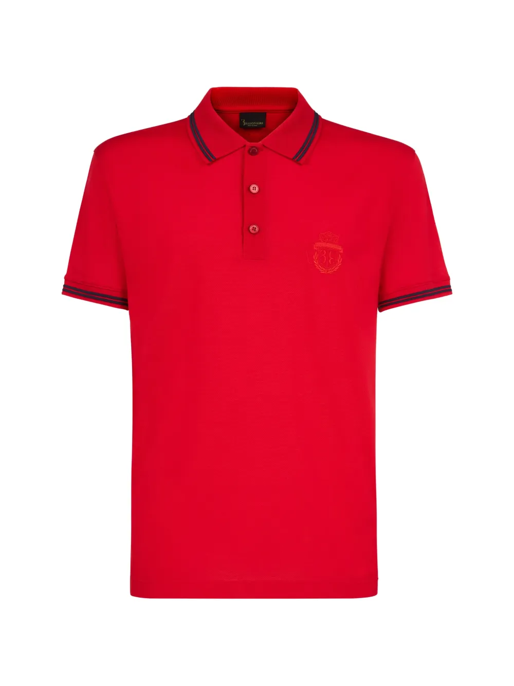 Billionaire crest-embroidered striped-trim polo shirt - Rosso