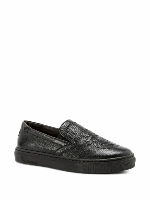 Billionaire Claude crest-embossed leather slip on sneakers