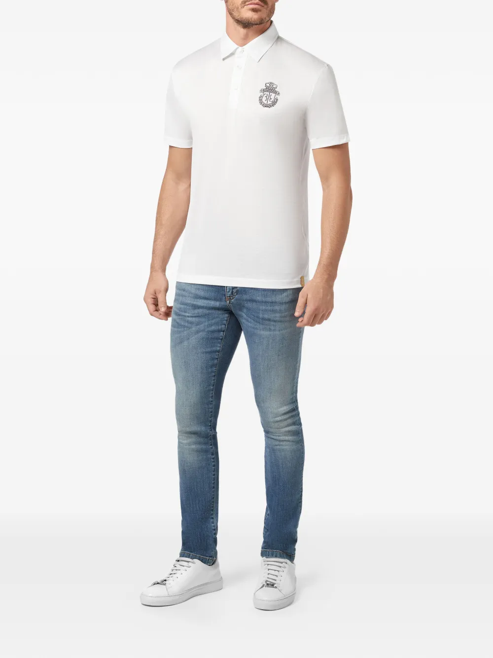 Billionaire Crest-embroidered polo shirt Wit