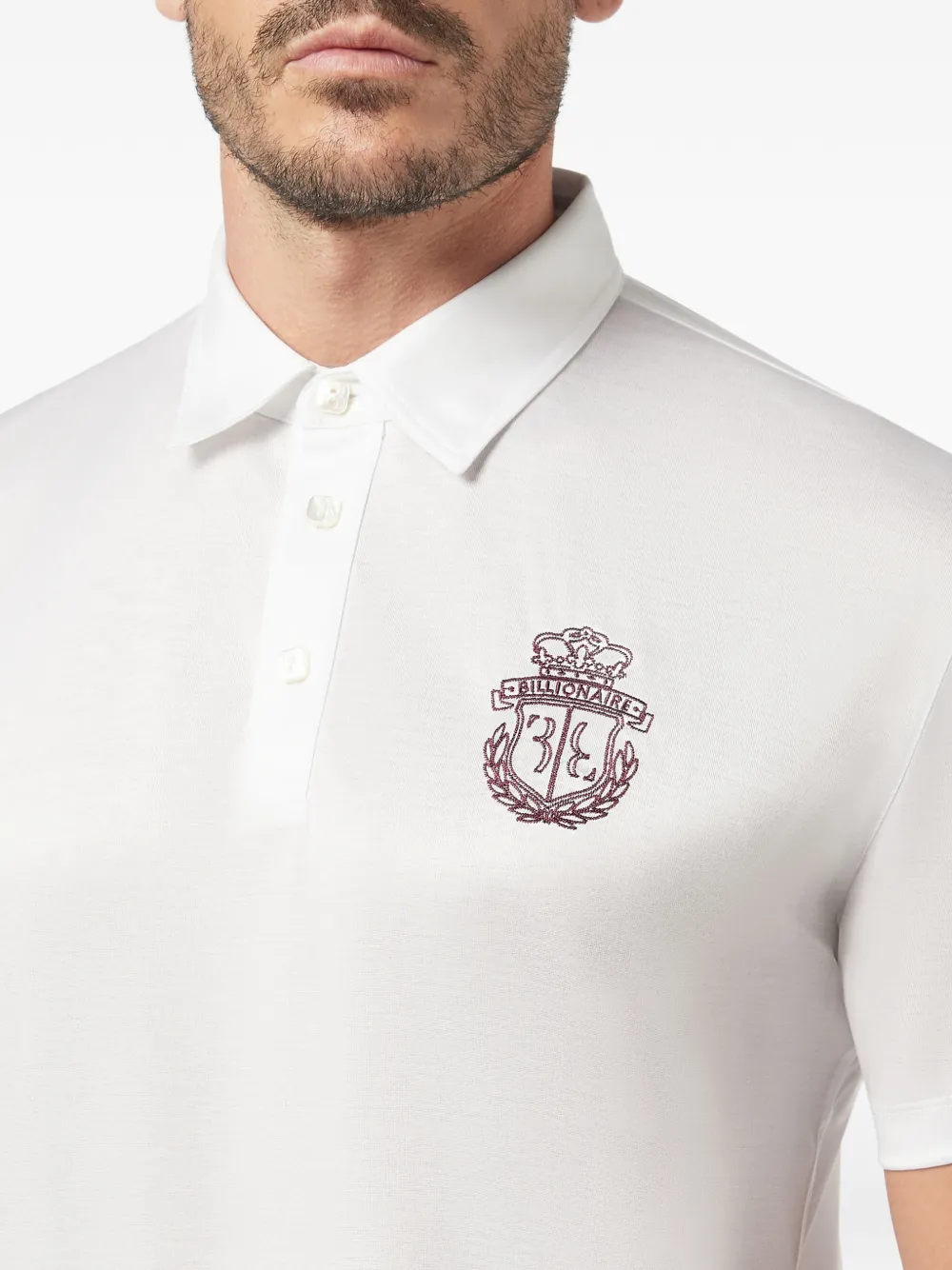Billionaire Crest-embroidered polo shirt Wit