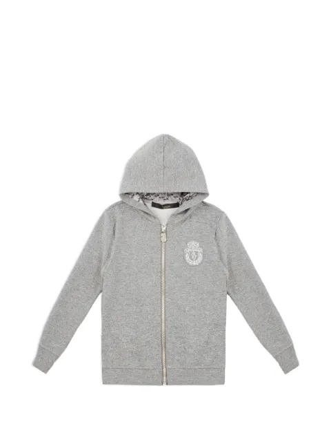 Billionaire logo-patch zip-up hoodie