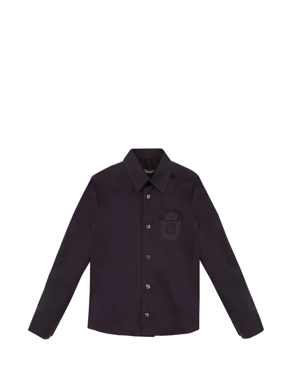 Billionaire Josh crystal-embellished crest-print shirt Zwart