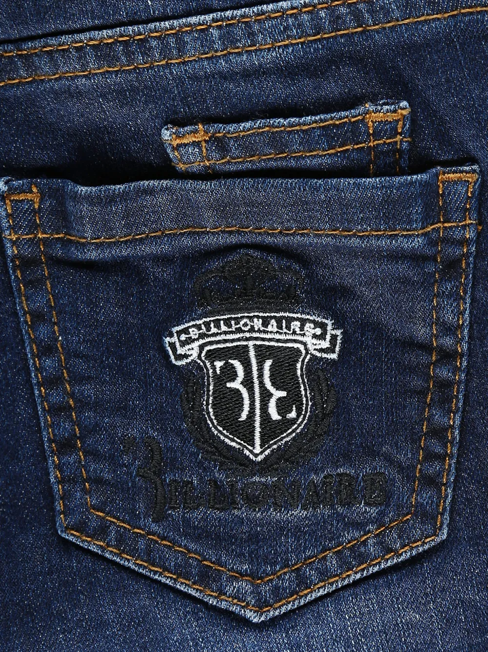 Billionaire Crest embroidered jeans Blauw
