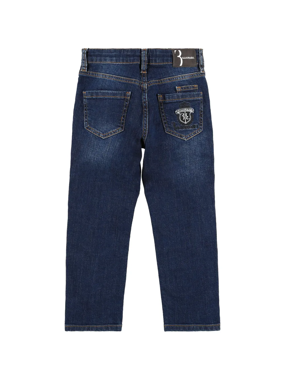 Billionaire Crest embroidered jeans Blauw