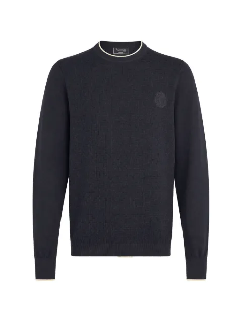 Billionaire kurvevævet sweater med våbenskjoldbroderi