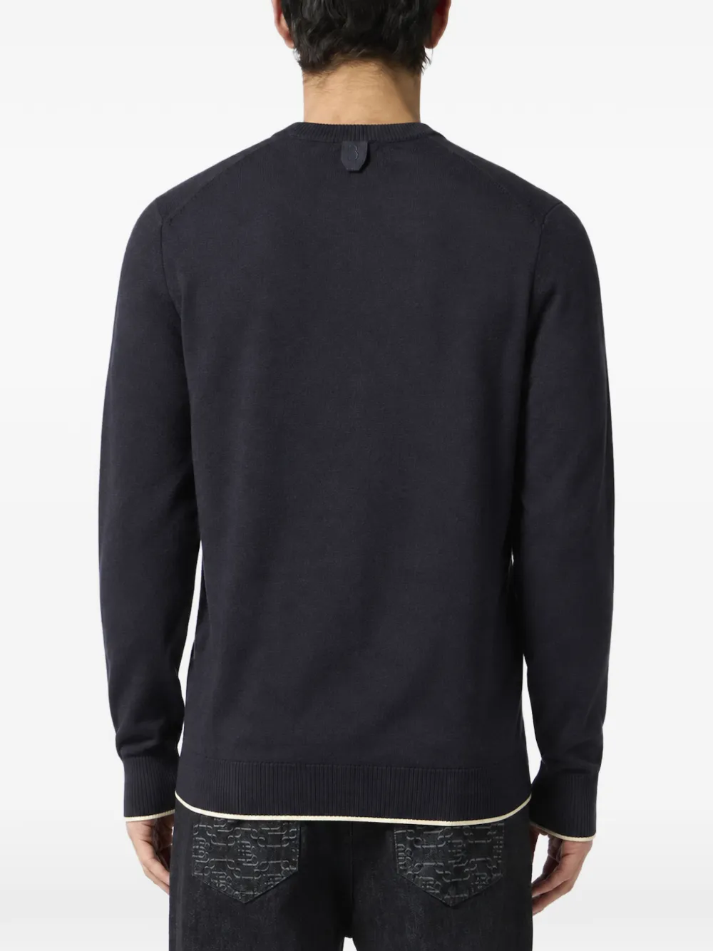Billionaire Trui met mandweefsel en geborduurd wapenschild Blauw