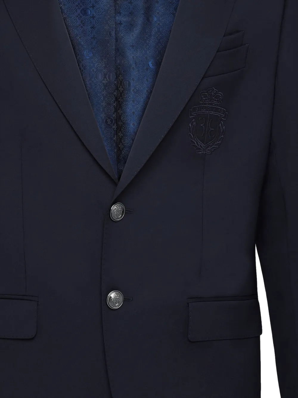 Billionaire Crest Embroidered Blazer   Blau 